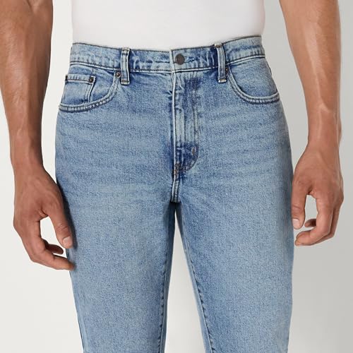 Amazon Essentials Men's Slim-Fit Jeans with Tapered Leg, 5-Pocket Styling, Zip Fly, Tinted Light Wash, 38W x 34L by Amazon Essentials - Used condition - Image 3