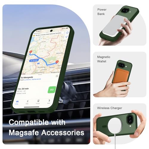 Image of for Google Pixel 10a Case, Matte Magnetic Phone Cover [with 1 Screen Protector] [Support for MagSafe] [Shockproof Military Grade Protection] Translucent Frosted Back, Sage Green