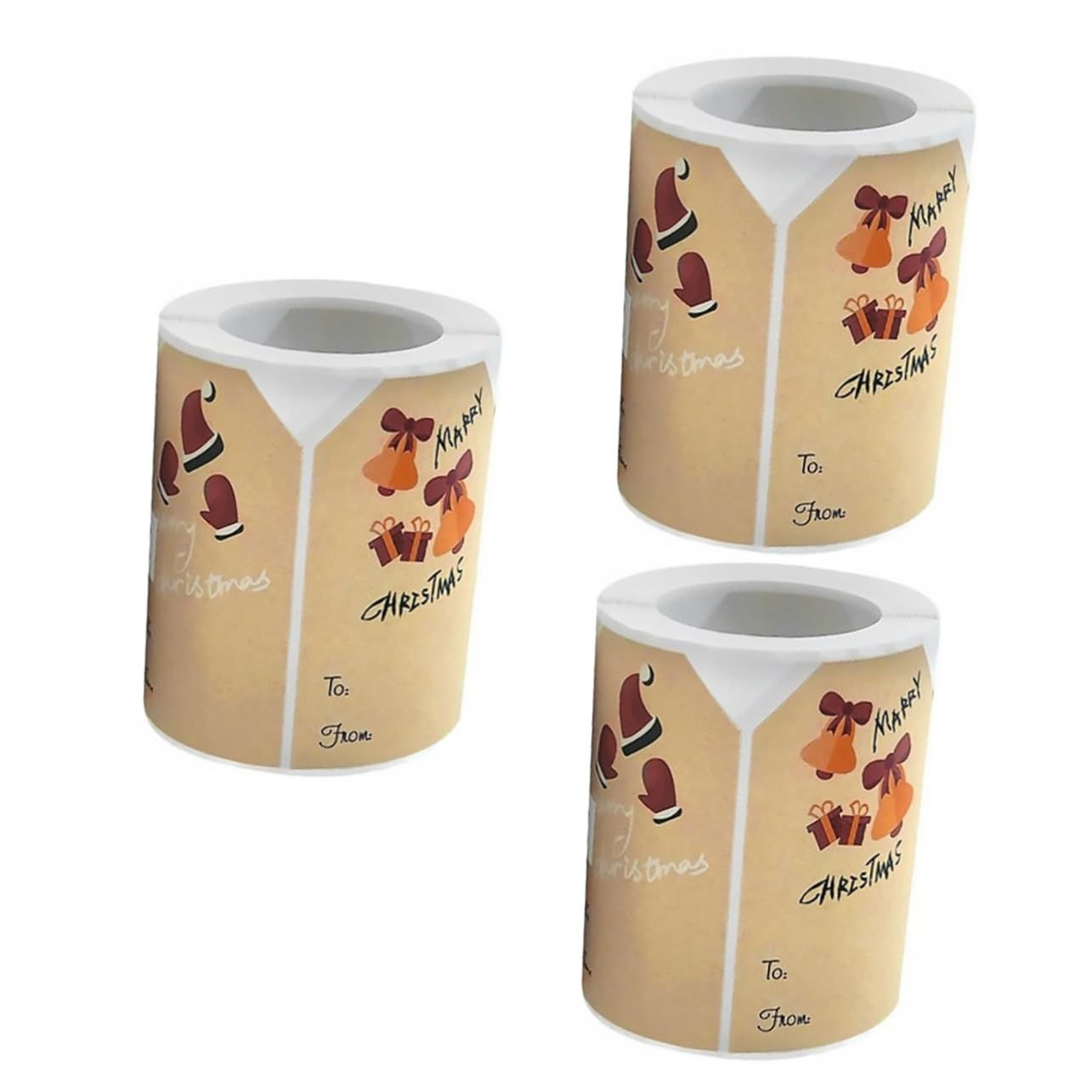 SHINEOFI 3rollos Etiquetas Navideñas Autoadhesivas De Kraft Pack De Stickers Para Decoración De y Calcetines Diseño De Muñeco y Celebraciones De Navidad