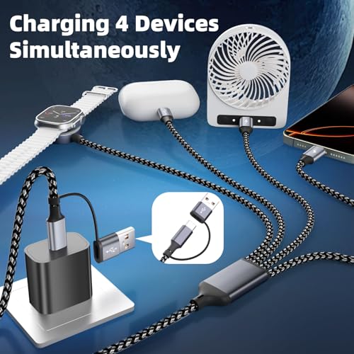 Image of 2026 Travel Essentials for iWatch Charger with 3 Type-C Ports, 2Pcs 5FT