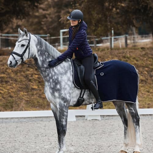 Image of Horze Kiel Fleece Quarter Sheet - Dark Navy - Horse