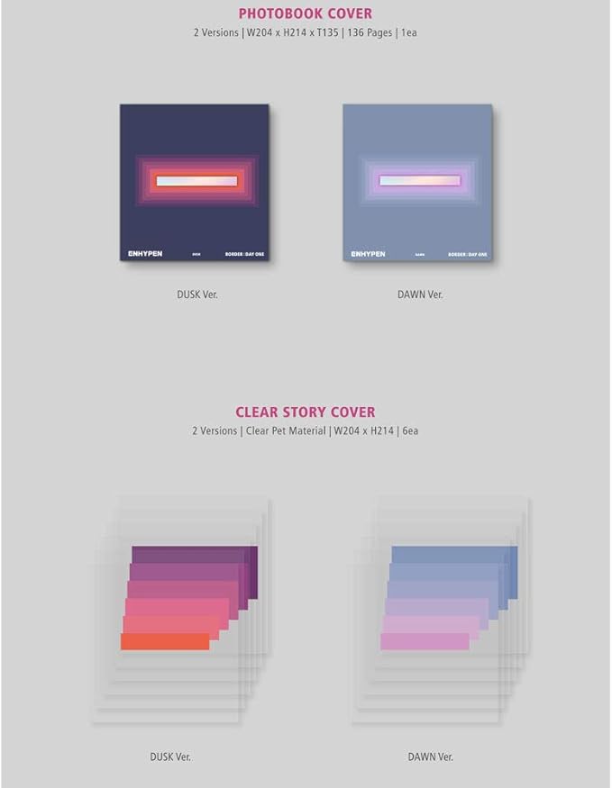 Amazon Com Enhypen Border Day One Mini Album Vol 1 Dawn Version Incl Pre Order Poster Folded Random Transparent Photocard Set Home Kitchen