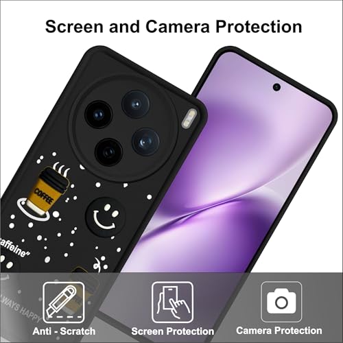 Image of SBMS Silicone Back Cover Case for Vivo X200T 5G | Cute Fun 3D Cartoon, Coffee Design Silicone Case | Camera Protection Bump | Shockproof Back Cover Case for Vivo X200T 5G (Coffe Mug Black)