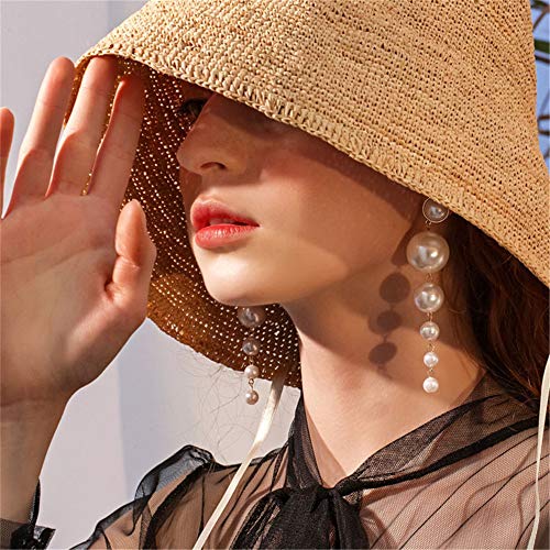 Boho Gold Long Tassel Fringe Dangle Pearls Thin Handmade Bohemian Statement Earrings for Women Daily Party3