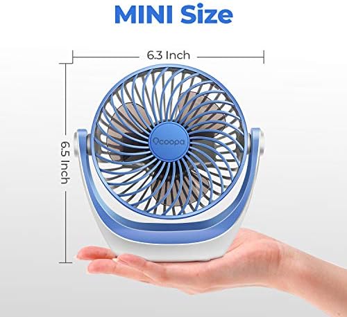 OCOOPA USB Fan, USB Desk Fan Table Fan with Strong Airflow & Quiet Operation, Portable Cooling Fan Speed Adjustable 360°Rotatable Head for Home Office Bedroom Table and Desktop (Blue)