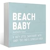 FLVGE Beach Room Decor, Beach Baby Boy Nursery Sign, Inspirational Wooden Sign Decor for edroom Desk Kids Room 5x5