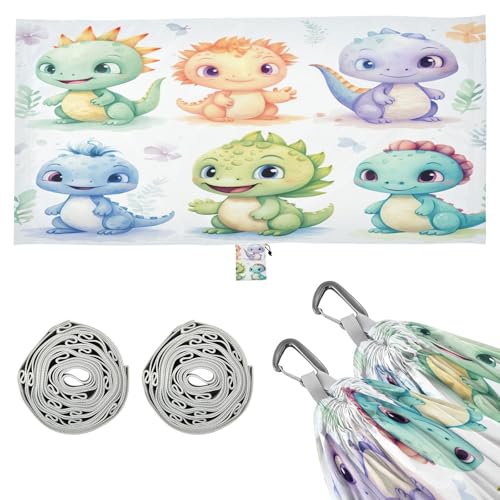 Kigai Cute Dragon Camping Hammock Durable & Portable Travel Hammock Holds 330lbs with Tree Strapsm, Pocket, Camping Accessories