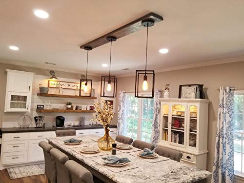 Black Industrial Pendant Light Fixture, Retro Modern Loft Design, Lantern Farmhouse Island Chandelier For Kitchen Island Dining Room Bathroom Entryway Hallway #TOP4