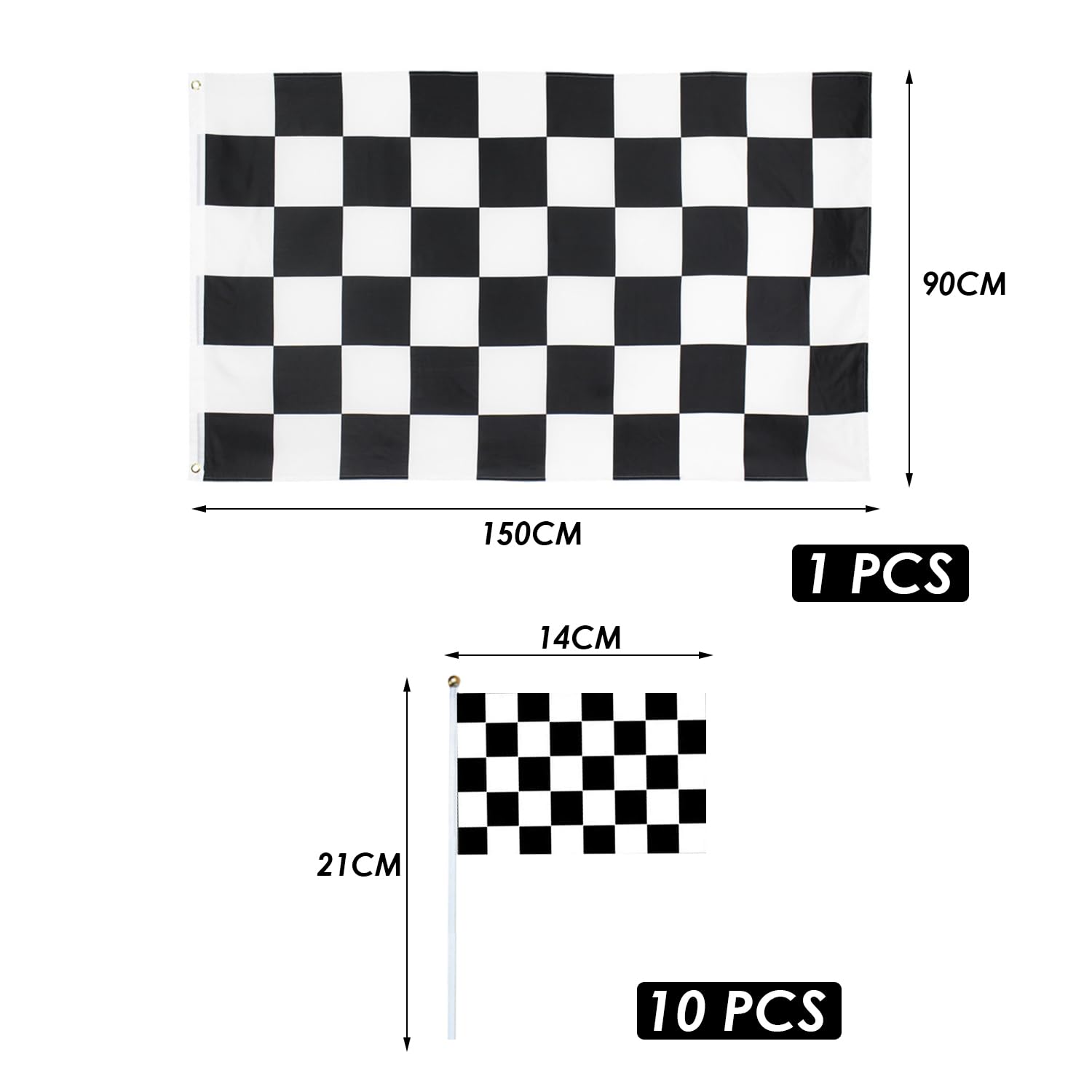 Drapeau De Course en Réseau Noir Et Blanc, 10 Drapeaux À Main, Décorations De Fête, Drapeaux D'Arbitres