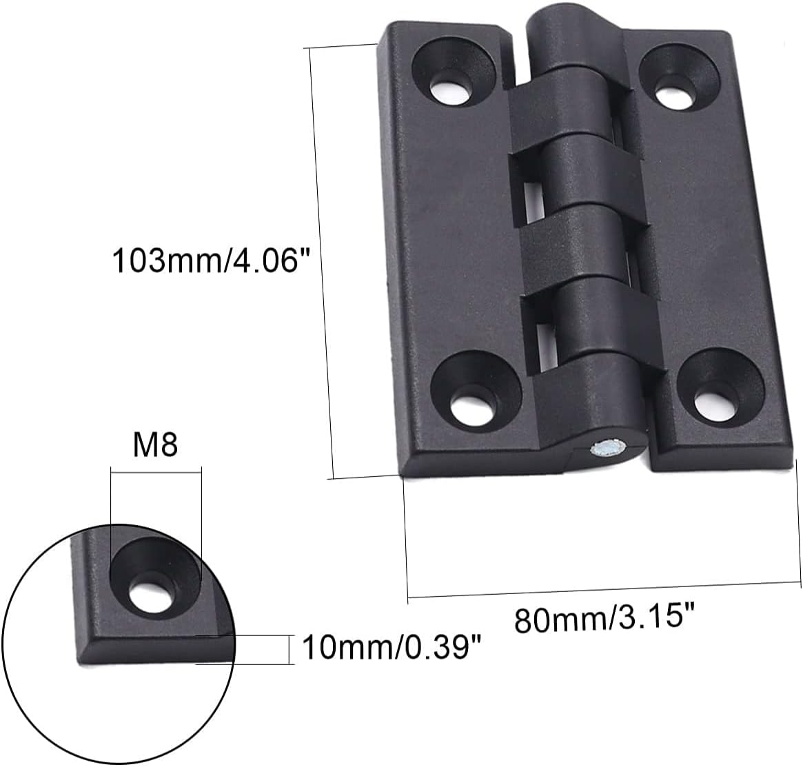 4.06 x 3.15inch(LxW) ABS Nylon Hinges Adjustable Folding Door Hinge Heavy Duty Self Closing Hinge for Cabinet Gate Closet Door, Black Tone 6Pcs
