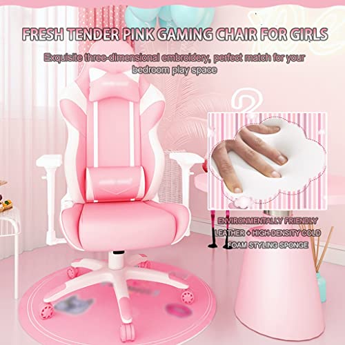ZYCSH Sedia da Gioco Rosa Fresco Tenero per Ragazze, Sedia Gaming con Reclinabile 160°, Portata 150 Kg/330,7 Libbre - Sedia gaming - Immagine 2