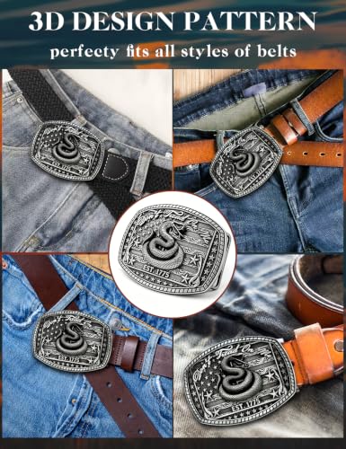 Image of Turquoise Belt Buckle for Men Western Texas Longhorn Bull Rodeo Belt Buckle American Cowboy Chic Gift