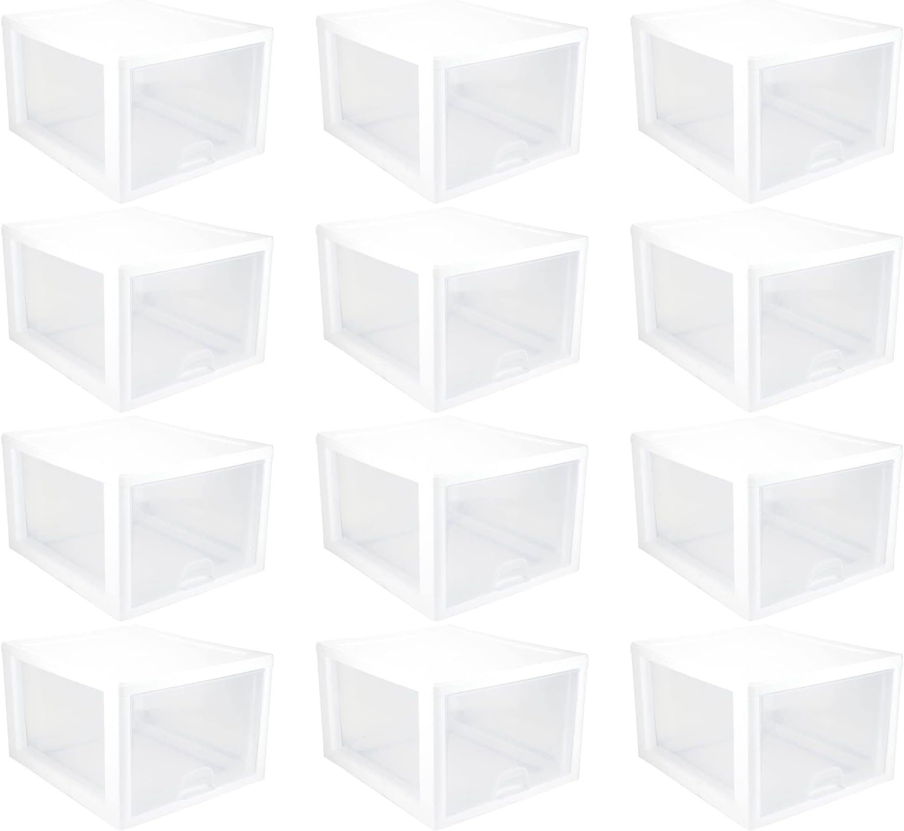 Sterilite 2310 27-Quart Single Stacking Drawer - Clear (12 Pack)