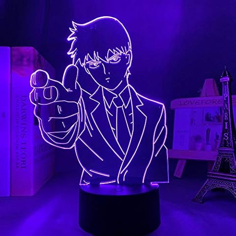 3D LED Light Night Light Optical Illusion Lamp 3D Lamp Anime Mob Psycho 100 Arataka Reiche for Bedroom Decor Night Light Birthday Gift Manga Mob Psycho 100 LED Light Bed HYKK Cover