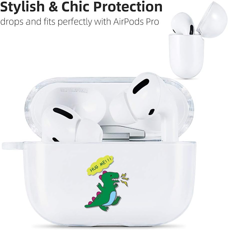 AKABEILA Case Compatible with Apple AirPods Pro Case with Carabiner Transparent Silicone Cute Design AirPod Pro 2019 Case Cover Front LED Visible Wireless Charging Case - Image 3