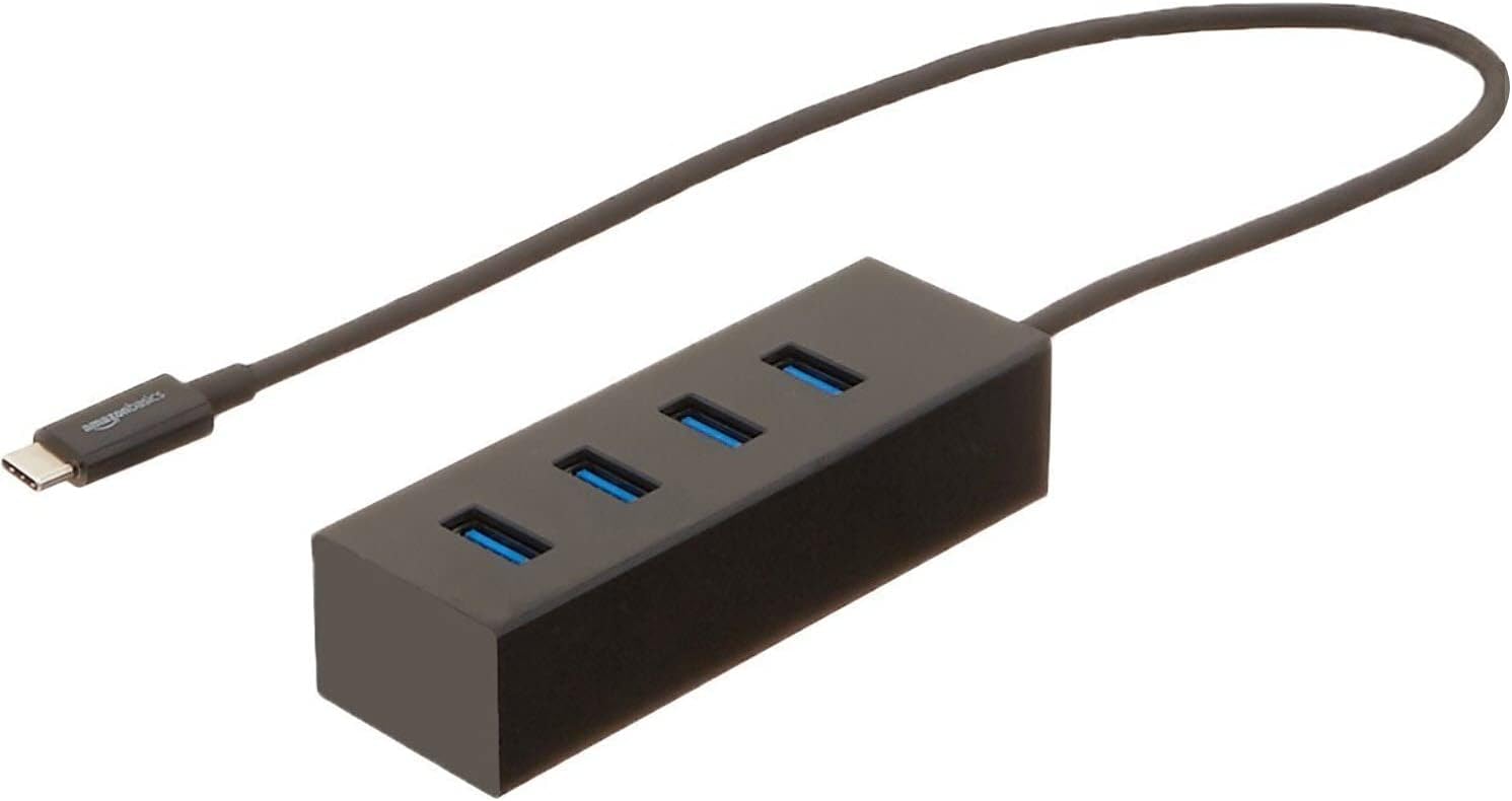 AmazonBasics USB 3.1 Type-C to 4 Port USB Hub - Black