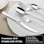68-Piece Silverware Set with Serving Utensils, Heavy Duty Stainless Steel Flatware Set for 12, Food-Grade Tableware Cutlery Set, Utensil Sets for Home Restaurant, Mirror Finish, Dishwasher Safe