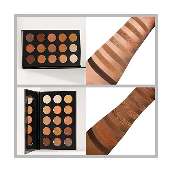Nude Gold Eyeshadow Palette Natural Naked Smokey Warm Neutral 15 Shades, DE'LANCI Ultra-Blendable High Pigmented Matte Shimmer Matallic Long Lasting Waterproof Eye Shadow Pallet, Travel Size Makeup