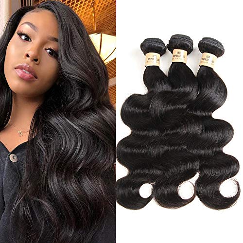 VIOLET Brazilian Remy Body Wave Weft 3 Bundles Mixed Length 12/14/16 Inch Unprocessed Brazilian Body Wave Human Hair Weave Natural Black