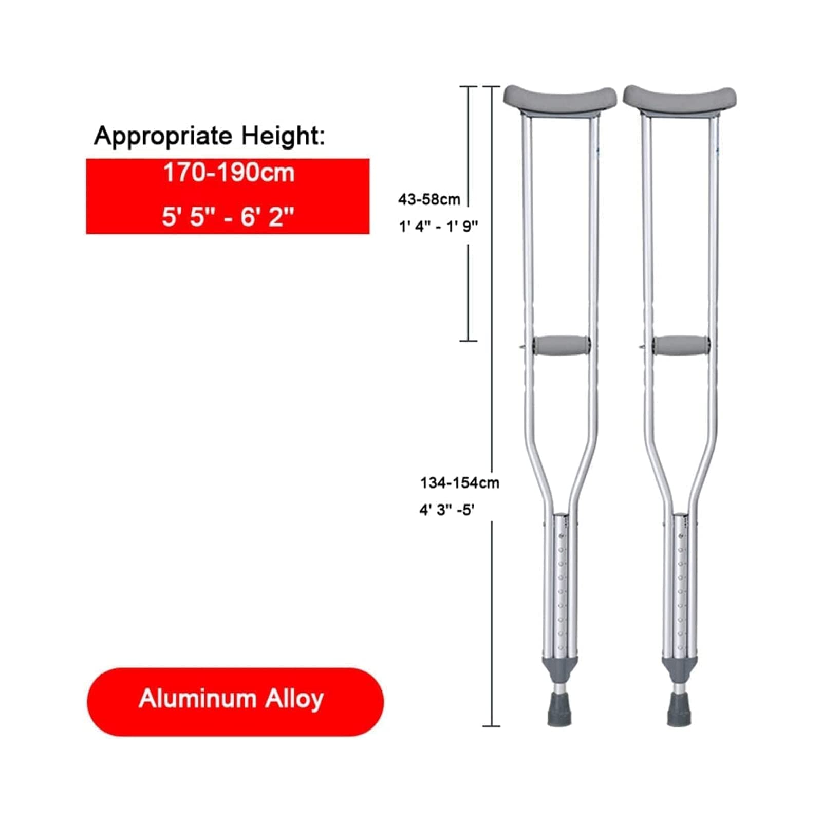 PAASHE Muletas, Bastones de Aluminio para Axilas, Bastones médicos para Ancianos, bastón para Caminar para Personas Mayores con discapacidad, Unisex