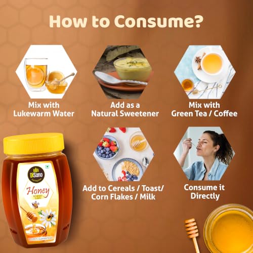 Image of DiSano Honey 500g, Pure with No Sugar Added, Natural Immunity Booster, For Fitness & Health, Rich in Antioxidants & Minerals