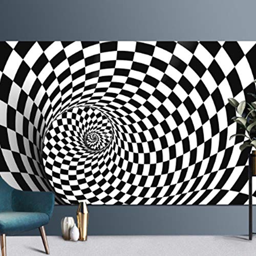 WTMLK 3D Vortex Illusie Tapijt Woonkamer Zwart & Wit 3D Ronde Tapijten Swirl Tapijt Anti-Skid Area Tapijten Slaapkamer Thuis Vloermat Dropship, 5,60x90cm