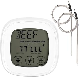 Digital Barbecue Thermometer, Touch Screen BBQ Instant Read Cooking Temperature Meter with Timing Function, for BBQ Grill Cooking