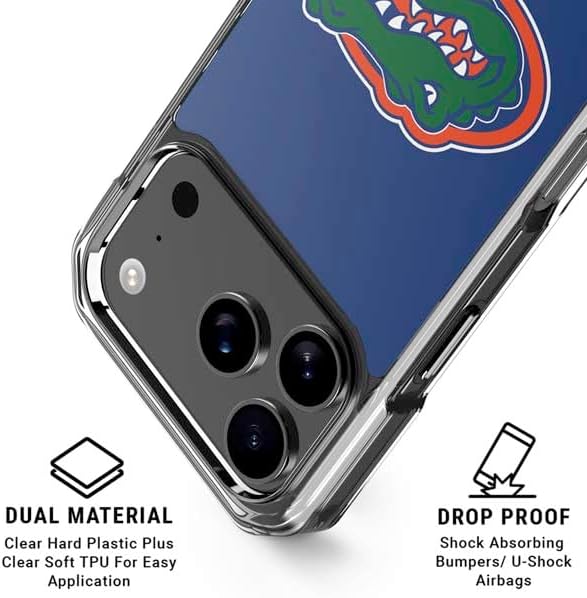 Skinit Clear Phone Case Compatible with iPhone 17 Pro Max - Officially Licensed University of Florida Gators Mascot Blue Design