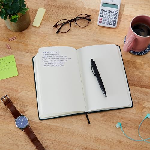 Image of amazon basics A5 Diary with Ribbon Bookmark & Pen | Gift Set For Corporate and Personal Occasions(Green)