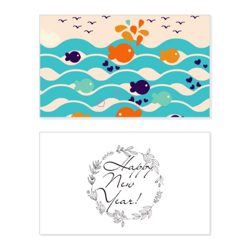 Tarjeta conmemorativa de Año Nuevo Fish Sky Wave Cloud con texto en inglés para eventos 5