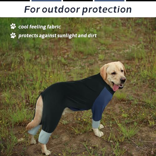 Hjumarayan Hunde Sommer Schutzkleidung – Leichter Hundebody mit Beinen, Schnell Trocknend, UV-Schutz, Atmungsaktiv, Schmutzschutz, Ideal für Outdoor & Spielplatz, Schwarz XL