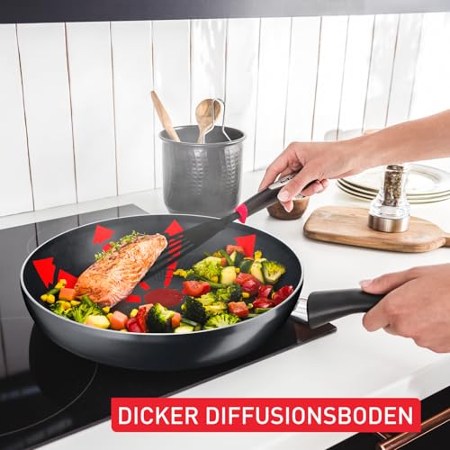 Tefal C38819 Hard Titanium Essential Wokpfanne 28 cm, Antihaftversiegelung mit Titanpartikeln, Thermo-Signal Temperaturanzeiger… – Ansicht 4