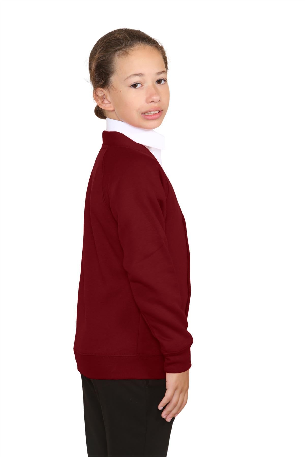 janisramone Cardigan per uniforme scolastica per ragazze e ragazzi, tinta unita, unisex, a maniche lunghe, con scollo a V, maglione con bottoni con tasche frontali, cardigan scolastico casual per