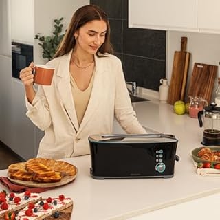Cecotec Grille-pain Toast&Taste Extra B, 1000 W de puissance, Double fente longue pour 2 tartines, Fente XL, Arrêt et Popup automatiques, Bac à miettes, Varillas Superiores, Auto-centrage