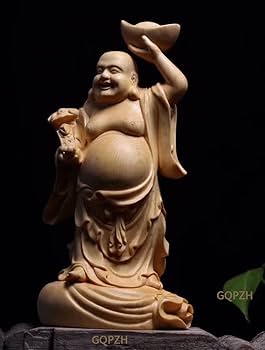 超大型 布袋様　仏像 七福神 高さ約91.5cm横幅:約25.5cm木彫り Amazon.co.jp: 開運七福神 布袋 様 布袋様の置物 高級天然ツゲ