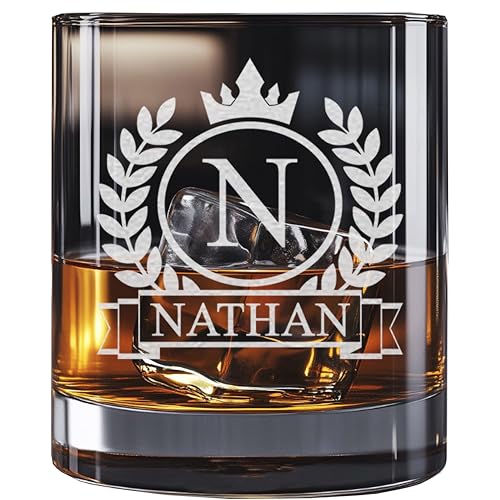 Personalized Whiskey Glass for Men 11oz Engraved Rocks Glass