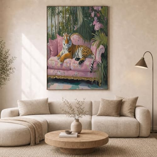 Tableau déco tigre 60x90cm HASLEFND pour salon moderne - 2