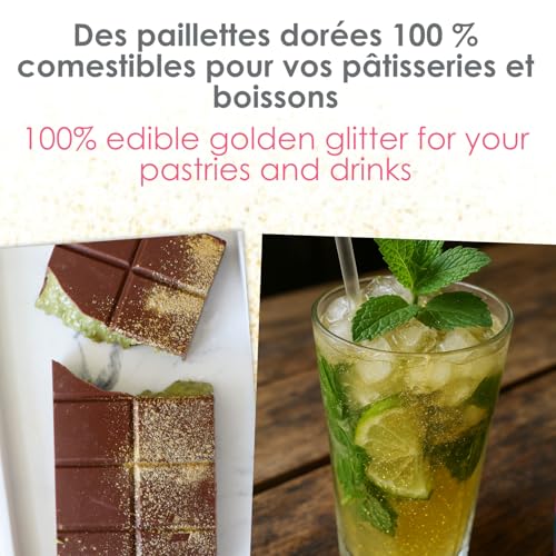 ScrapCooking - Paillettes Alimentaires Dorées 5 g - Pour Pâtisseries & Cocktails - Décoration Alimentaire Comestible – Poudre Or - Sprinkles Cuisine, Boissons - Anniversaire Noël - 4124 – vue 5
