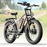 PUJH Ebike for adlut 5000W Dual Motors 60V 25Ah 24'' Fat Tire Fast 45mph up to 100 Mile Dual Shoulder Front Suspension Hydraulic Brake Class 3 Off-Road Hunting Mountain Electric Bike for Men