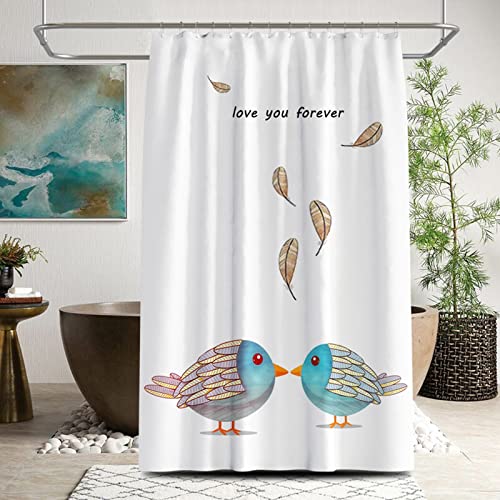 Rideau douche anti moisissure 240x200cm polyester imperméable oiseaux - 3