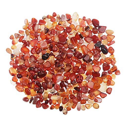 YiYa Rouge Pierre d'agate Gravier Pierres Précieuses Quartz en Cristal Naturel pour la décoration de la Maison Remplisseur de Vase Fond de Piscine Mis en Pot Décoration (Environ 310g / Sac) Cover