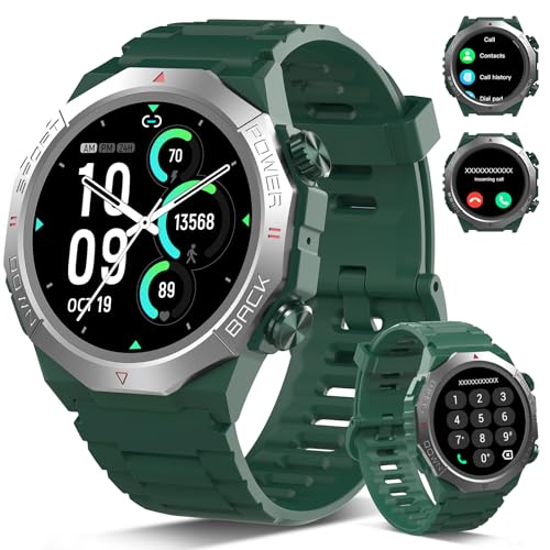 Ddidbi Reloj Inteligente Hombre Mujer con Llamadas, 1.39' Militar Smartwatch con 110+ Modos Deportivos, Monitor de Ritmo Cardíaco y Sueño. Pulsera Actividad IP68 Impermeable para Android iOS, Verde