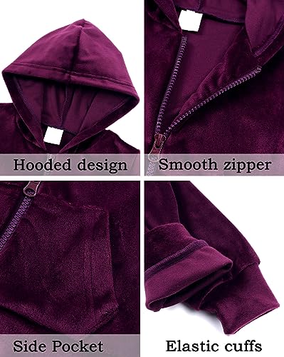 SEAUR Girls Casual Velour Tracksuit Velvet Sweatsuit Zip Up Hoodie and Jogger Set 2 Piece Athletic Outfits2