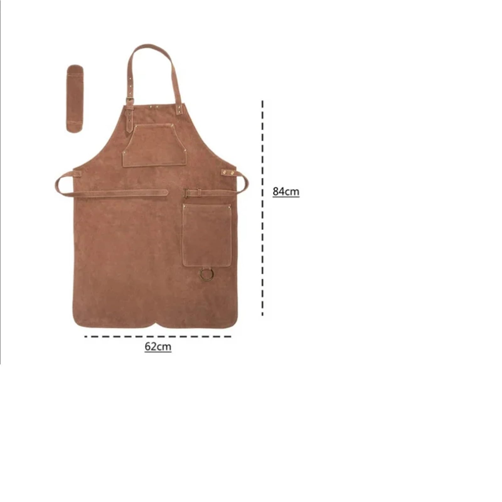 Heavy Duty Tool Apron Delantal de cuero sintético impermeable con cuello ajustable for barbacoa al aire libre, carnicero, zapatero, trabajo bolsillo