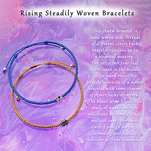 Handmade Clover Bracelet Friendship Woven Couple Silver Bracelets For Women Braided Bracelets Gift Box #TOP3