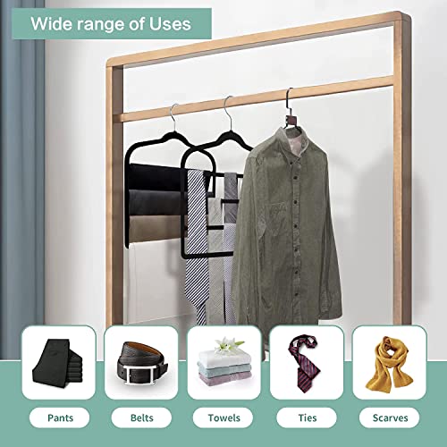 Baoswi 3 Stück platzsparende, rutschfeste Jeans-Kleiderbügel, Hosenbügel, mehrere Samt-Kleiderbügel, Schrank-Organizer für Jeans, Schal, Krawatte, 3 Stück