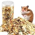 Abizoo Hamster Food, Hamster Food with Vegetable Mix Hay Alfalfa Mealworms Natural Rodent Food for Dwarf Hamsters Gold Hamsters Chinchilla Degu Gerbil Food Treats Herbs, Cereals