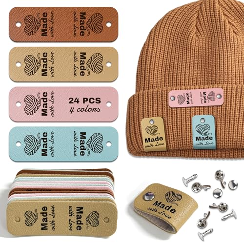 24pcs Crochet Tags for Handmade Items Made with...