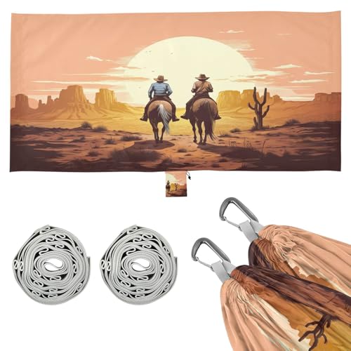 SDMKA Western Cowboy Camping Hammock, 330 lbs with 2 Tree Straps, Carry Bag, Single Portable Hammock for Outdoor/Indoor, Hiking, Beach, Backpacking, Travel