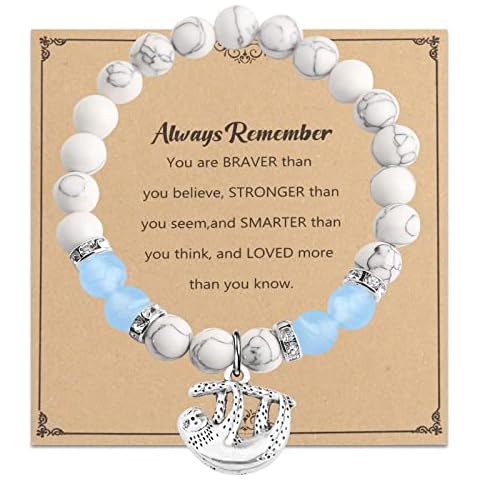 MYOSPARK Sloth Gift Sloth Charm Bracelet Sloth Lover Gift Inspirational Sloth Gifts Sloth Pendants Jewelry for Women (Sloth bead BR) Cover